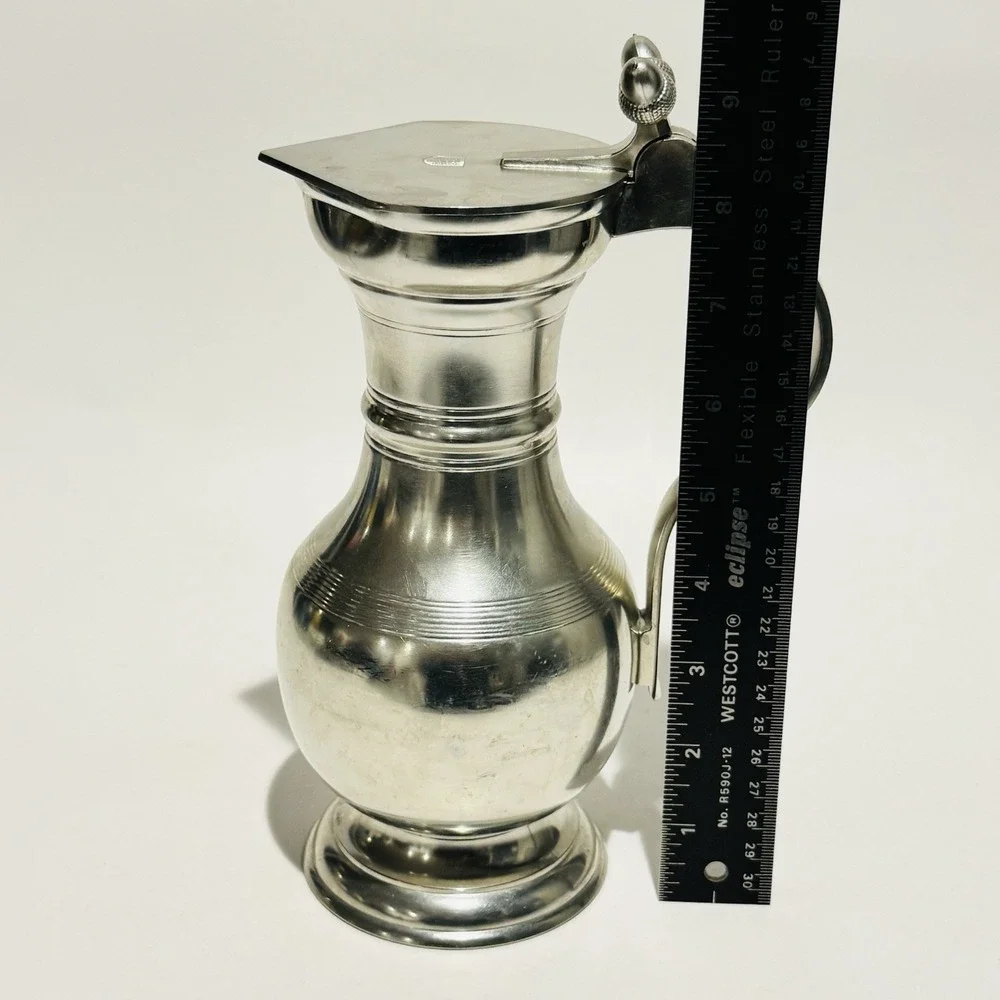 Vintage Etain Sigg Zinn Frauenfeld Tankard Flip Top Lid Double Acorn Finil‎ .8L